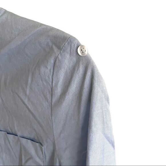 STYLE MAFIA Crew Neck Long Sleeve Hidden Button Front Shirt Blouse Light Blue XS - Picture 4 of 5